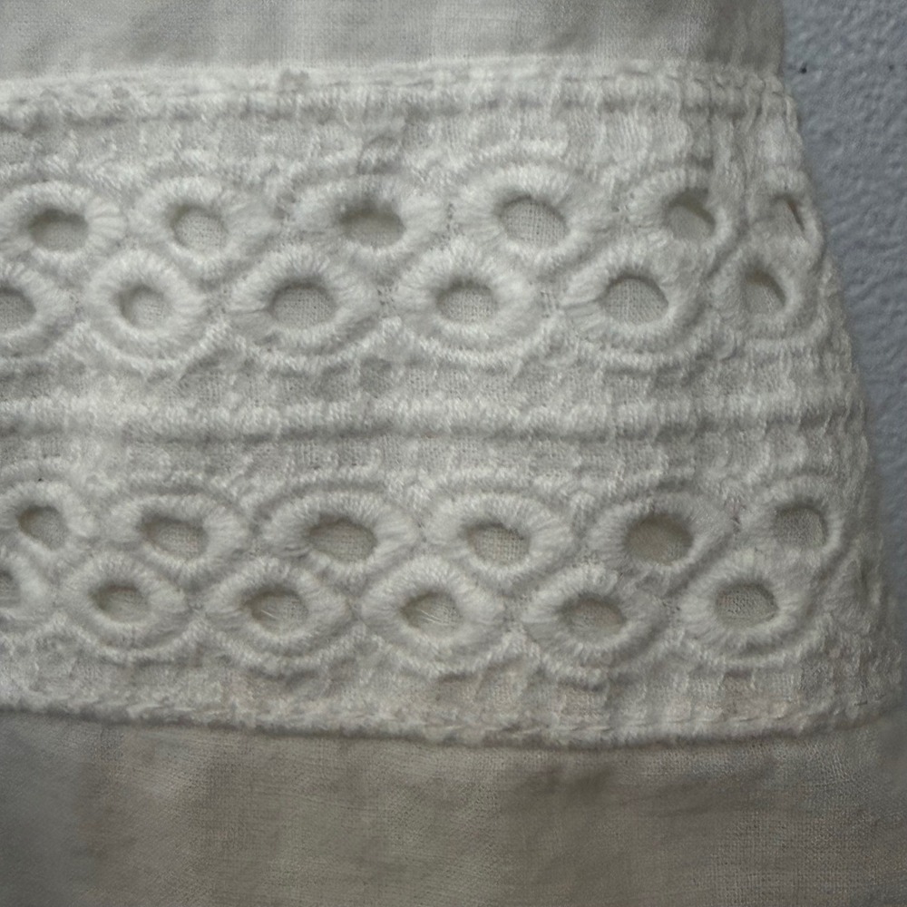 Old Navy Fit Flare Dress XL Tall White 100% Cotton Eyelet Smocked Back Lined - Picture 11 of 16